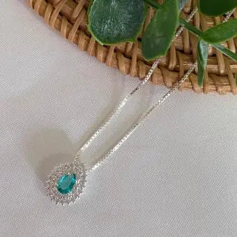 Pingente zircônia gota verde