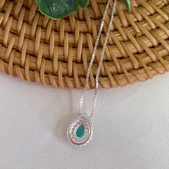 Pingente zircônia gota verde