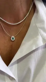 Pingente zircônia gota verde