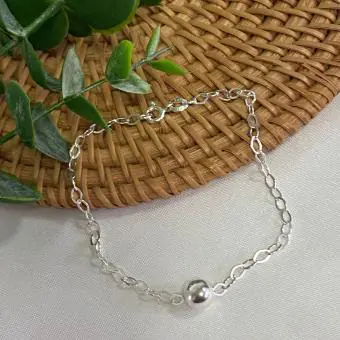 Pulseira bola prata central