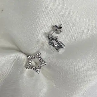 Brinco estrela vazada zircônia borda