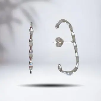 Brinco meia argola ondulado - Código 687