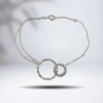 Pulseira 2 elos martelados vazados - Código 794