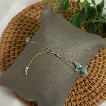 Pulseira amazonita intercalada com bola prata