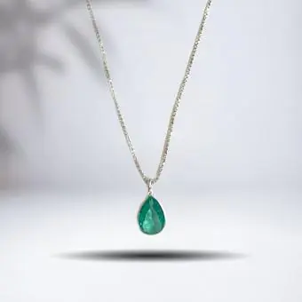 Colar ponto de luz gota zircônia verde - Código 927