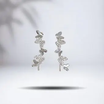 Brinco ear cuff borboletas lisas e cravejadas - Código 935