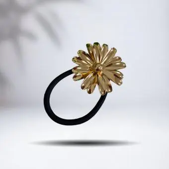 Elástico de cabelo flor margarida dourada