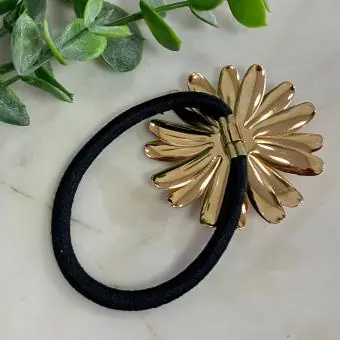 Elástico de cabelo flor margarida dourada